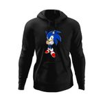 Fashion, accesorii si bijuterii - Barbati - Imbracaminte - Hanorace barbati - Hanorac barbati Sonic Hedgedog Atlet Sprint Runner, negru, marime S - Infinity.ro