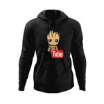 Fashion, accesorii si bijuterii - Barbati - Imbracaminte - Hanorace barbati - Hanorac barbati Baby Groot Youtube Youtuber, negru, marime S - Infinity.ro