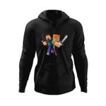 Fashion, accesorii si bijuterii - Barbati - Imbracaminte - Hanorace barbati - Hanorac barbati Steve Alex Fight Minecraft, negru, marime M - Infinity.ro