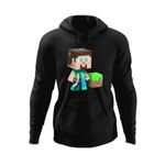 Fashion, accesorii si bijuterii - Barbati - Imbracaminte - Hanorace barbati - Hanorac barbati Cool Steve Miner Minecraft, negru, marime S - Infinity.ro
