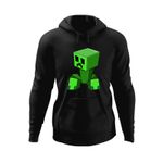 Fashion, accesorii si bijuterii - Barbati - Imbracaminte - Hanorace barbati - Hanorac barbati Green Creeper Minecraft, negru, marime S - Infinity.ro