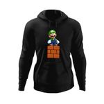 Fashion, accesorii si bijuterii - Barbati - Imbracaminte - Hanorace barbati - Hanorac barbati Super Mario Bros Luigi Minecraft Block, negru, marime XL - Infinity.ro
