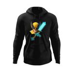 Fashion, accesorii si bijuterii - Barbati - Imbracaminte - Hanorace barbati - Hanorac barbati Wolverine XMen Diamond Sword Minecraft, negru, marime S - Infinity.ro