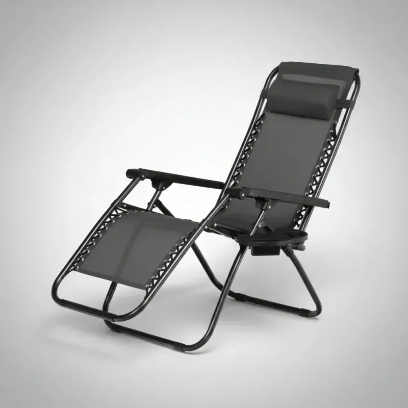 Casa si Gradina - Gradina si terasa - Mobilier exterior - Scaune si sezlonguri gradina - Sezlong pentru gradina, metalic, pliabil, negru, max 120 kg, 188x64x107 cm - Infinity.ro