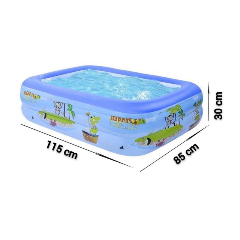 Casa si Gradina - Gradina si terasa - Piscine si accesorii - Piscine - Piscina Gonflabila Pentru Adulti Si Copii, Dreptunghiulara, 115 X 85 X 30 Cm, 2 Inele Gonflabile, Pentru Gradina, Instalare Rapida, Albastru - Infinity.ro