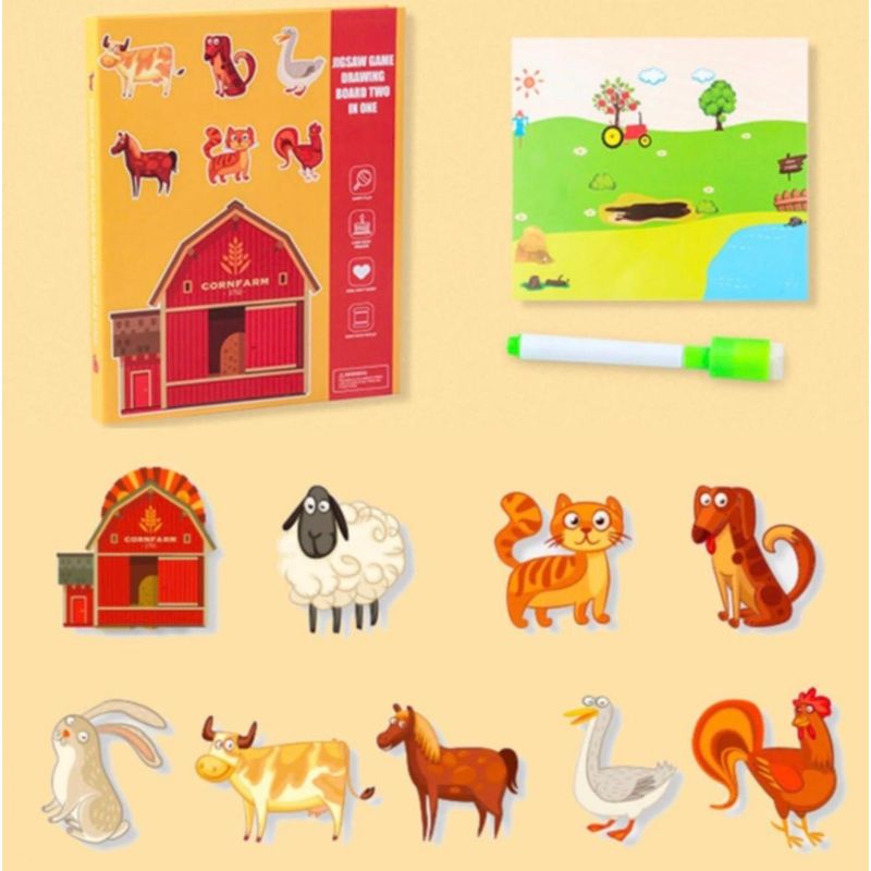 Carti si Birotica - Carti - Carti pentru copii - Carti interactive - Carte magnetica si puzzle, 2 in 1, Ferma, 3+ - Infinity.ro