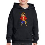 Fashion, accesorii si bijuterii - Copii - Imbracaminte copii - Pulovere si hanorace copii - Hanorac copii One Piece Pirat Monkey D Luffy Salut, negru, marime M Copii - Infinity.ro