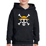 Fashion, accesorii si bijuterii - Copii - Imbracaminte copii - Pulovere si hanorace copii - Hanorac copii ne Piece Monkey D Luffy Crew Logo Schelet, negru, marime XS Copii - Infinity.ro
