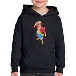 Fashion, accesorii si bijuterii - Copii - Imbracaminte copii - Pulovere si hanorace copii - Hanorac copii One Piece Monkey Luffy Rebel Vagabond, negru, marime L Copii - Infinity.ro