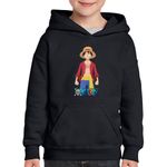 Fashion, accesorii si bijuterii - Copii - Imbracaminte copii - Pulovere si hanorace copii - Hanorac copii Monkey D Luffy Capitan Pirat Marinar One Piece, negru, marime L Copii - Infinity.ro