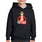Fashion, accesorii si bijuterii - Copii - Imbracaminte copii - Pulovere si hanorace copii - Hanorac copii One Piece Luffy Youtuber Youtube Creator, negru, marime XS Copii - Infinity.ro