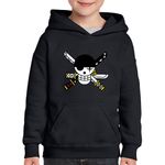 Fashion, accesorii si bijuterii - Copii - Imbracaminte copii - Pulovere si hanorace copii - Hanorac copii Zoro Roronoa Logo One Piece Flag Emblem, negru, marime XL Copii - Infinity.ro