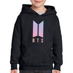 Fashion, accesorii si bijuterii - Copii - Imbracaminte copii - Pulovere si hanorace copii - Hanorac copii BTS Logo K-Pop, negru, marime L Copii - Infinity.ro