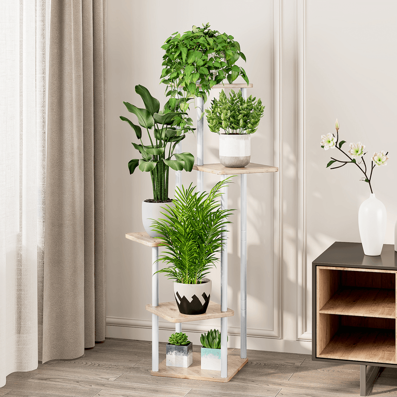 Casa si Gradina - Gradinarit si plante - Plante si ghivece - Ghivece si suporturi - Suport de flori din metal, alb/stejar sonoma, ADITE - Infinity.ro