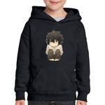 Fashion, accesorii si bijuterii - Copii - Imbracaminte copii - Pulovere si hanorace copii - Hanorac copii Death Note L Detectiv Insomniac Chibi Bebe, negru, marime M Copii - Infinity.ro