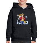 Fashion, accesorii si bijuterii - Copii - Imbracaminte copii - Pulovere si hanorace copii - Hanorac copii One Piece Steag Pirati Monkey D Luffy, negru, marime XS Copii - Infinity.ro