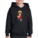Fashion, accesorii si bijuterii - Copii - Imbracaminte copii - Pulovere si hanorace copii - Hanorac copii One Piece Monkey D Luffy Straw Hat Pirates, negru, marime XL Copii - Infinity.ro