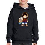 Fashion, accesorii si bijuterii - Copii - Imbracaminte copii - Pulovere si hanorace copii - Hanorac copii Straw Hat Pirates Palarie Paie Monkey Luffy One Piece, negru, marime XS Copii - Infinity.ro