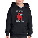 Fashion, accesorii si bijuterii - Copii - Imbracaminte copii - Pulovere si hanorace copii - Hanorac copii Ur Actin Kinda Sus Among Us, negru, marime M Copii - Infinity.ro