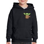 Fashion, accesorii si bijuterii - Copii - Imbracaminte copii - Pulovere si hanorace copii - Hanorac copii Baby Yoda Cute Pocket, negru, marime S Copii - Infinity.ro