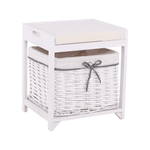 Casa si Gradina - Mobilier - Organizare si depozitare - Bancute - Bancuta cu cos de rachita si perna, alb antichizat, RUBY1 - Infinity.ro