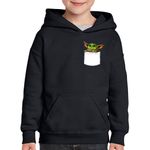 Fashion, accesorii si bijuterii - Copii - Imbracaminte copii - Pulovere si hanorace copii - Hanorac copii Baby Yoda White Pocket, negru, marime M Copii - Infinity.ro