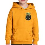 Fashion, accesorii si bijuterii - Copii - Imbracaminte copii - Pulovere si hanorace copii - Hanorac copii Baby Yoda Pocket, portocaliu, marime L Copii - Infinity.ro