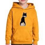 Fashion, accesorii si bijuterii - Copii - Imbracaminte copii - Pulovere si hanorace copii - Hanorac copii Cartoon Cat Lazy, portocaliu, marime XL Copii - Infinity.ro