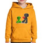 Fashion, accesorii si bijuterii - Copii - Imbracaminte copii - Pulovere si hanorace copii - Hanorac copii Baby Creeper Enderman Minecraft, portocaliu, marime L Copii - Infinity.ro