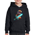 Fashion, accesorii si bijuterii - Copii - Imbracaminte copii - Pulovere si hanorace copii - Hanorac copii Blaze Fortnite Minecraft Diamond Sabie, negru, marime XS Copii - Infinity.ro