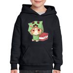 Fashion, accesorii si bijuterii - Copii - Imbracaminte copii - Pulovere si hanorace copii - Hanorac copii Minecraft Anime Creeper, negru, marime L Copii - Infinity.ro