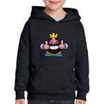 Fashion, accesorii si bijuterii - Copii - Imbracaminte copii - Pulovere si hanorace copii - Hanorac copii Happy King Clash Royale Clans, negru, marime XS Copii - Infinity.ro