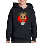 Fashion, accesorii si bijuterii - Copii - Imbracaminte copii - Pulovere si hanorace copii - Hanorac copii Baby Groot Minecraft Love Heart Inima, negru, marime M Copii - Infinity.ro