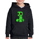 Fashion, accesorii si bijuterii - Copii - Imbracaminte copii - Pulovere si hanorace copii - Hanorac copii Cute Creeper Minecraft, negru, marime L Copii - Infinity.ro