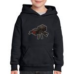Fashion, accesorii si bijuterii - Copii - Imbracaminte copii - Pulovere si hanorace copii - Hanorac copii Cave Spider Red Eyes Minecraft, negru, marime XS Copii - Infinity.ro
