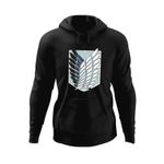 Fashion, accesorii si bijuterii - Barbati - Imbracaminte - Hanorace barbati - Hanorac barbati Attack on Titan Scouting Legion Crest Anime Manga, negru, marime S - Infinity.ro