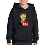 Fashion, accesorii si bijuterii - Copii - Imbracaminte copii - Pulovere si hanorace copii - Hanorac copii Baby Groot Youtube Youtuber, negru, marime M Copii - Infinity.ro
