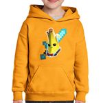 Fashion, accesorii si bijuterii - Copii - Imbracaminte copii - Pulovere si hanorace copii - Hanorac copii Agent Peely Fortnite Sabie Diamant Minecraft, portocaliu, marime S Copii - Infinity.ro