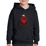 Fashion, accesorii si bijuterii - Copii - Imbracaminte copii - Pulovere si hanorace copii - Hanorac copii Deadpool Minions SuperHero, negru, marime M Copii - Infinity.ro