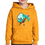 Fashion, accesorii si bijuterii - Copii - Imbracaminte copii - Pulovere si hanorace copii - Hanorac copii Diamond Miner Build Minecraft, portocaliu, marime L Copii - Infinity.ro