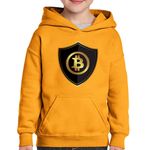 Fashion, accesorii si bijuterii - Copii - Imbracaminte copii - Pulovere si hanorace copii - Hanorac copii Bitcoin Shield Blockchain, portocaliu, marime S Copii - Infinity.ro
