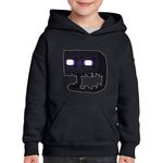 Fashion, accesorii si bijuterii - Copii - Imbracaminte copii - Pulovere si hanorace copii - Hanorac copii Minecraft Enderman Speriat, negru, marime S Copii - Infinity.ro