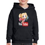 Fashion, accesorii si bijuterii - Copii - Imbracaminte copii - Pulovere si hanorace copii - Hanorac copii Joker Harley Quinn Youtube Youtuber, negru, marime S Copii - Infinity.ro