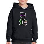 Fashion, accesorii si bijuterii - Copii - Imbracaminte copii - Pulovere si hanorace copii - Hanorac copii Enderman Creeper Builder Minecraft, negru, marime M Copii - Infinity.ro