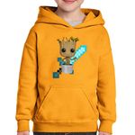 Fashion, accesorii si bijuterii - Copii - Imbracaminte copii - Pulovere si hanorace copii - Hanorac copii Baby Groot Minecraft Diamond Sword Bebe, portocaliu, marime XL Copii - Infinity.ro