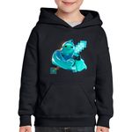 Fashion, accesorii si bijuterii - Copii - Imbracaminte copii - Pulovere si hanorace copii - Hanorac copii Rippley Fortnite Minecraft Sabie Diamond, negru, marime M Copii - Infinity.ro