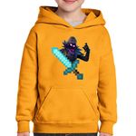 Fashion, accesorii si bijuterii - Copii - Imbracaminte copii - Pulovere si hanorace copii - Hanorac copii Raven Fortnite Minecraft Diamond Sword, portocaliu, marime XS Copii - Infinity.ro