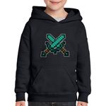 Fashion, accesorii si bijuterii - Copii - Imbracaminte copii - Pulovere si hanorace copii - Hanorac copii Two Diamond Swords Minecraft, negru, marime S Copii - Infinity.ro