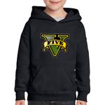 Fashion, accesorii si bijuterii - Copii - Imbracaminte copii - Pulovere si hanorace copii - Hanorac copii GTA5 Logo, negru, marime XS Copii - Infinity.ro