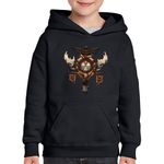 Fashion, accesorii si bijuterii - Copii - Imbracaminte copii - Pulovere si hanorace copii - Hanorac copii World of Warcraft Tauren Crest WoW, negru, marime XS Copii - Infinity.ro